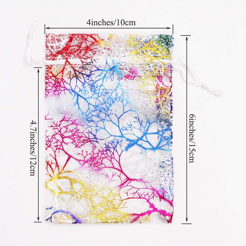 SumDirect 100pcs 4x6inch Mixed Color Coralline Organza Gift Bags, Wedding Favor Party Jewelry Candy Pouches with Drawstring - Image 2